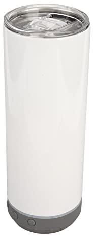 Dussdote Gobelets à sublimation, gobelet mince de 20 oz, haut-parleur Bluetooth détachable droit, gobelet à musique isolé portable, fond gris