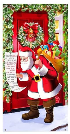 Couverture De Porte NoëL Suspendue 90X200Cm - BannièRe De PèRe NoëL Pour DéCoration Porte D'EntréE Maison DéCo (C)