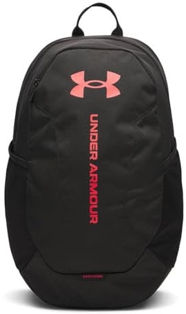 Under Armour Unisex Hustle Lite Backpack, strapazierfähiger Sportrucksack mit verschiedenen Fächern, wasserabweisende Sporttasche mit 2 Flaschenhaltern,Black / / Racer Red,OSFM