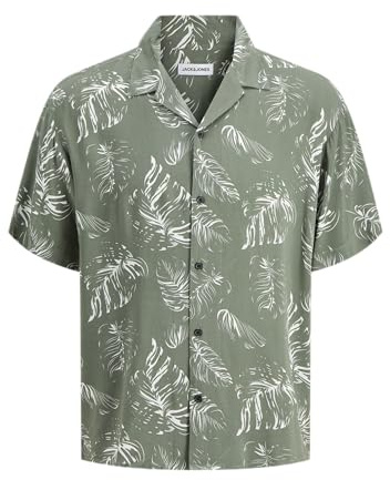 JACK & JONES Jjrox AOP Resort Shirt SS, Laurel Wreath, L