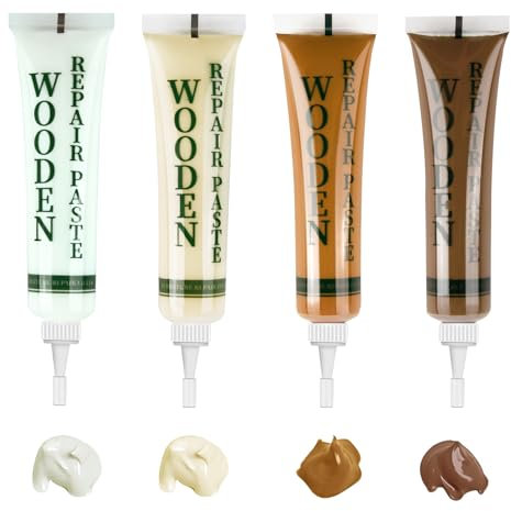 Wood Furniture Repair Kit, Brown Cream Off-White Oak Touch Up Filler Wood Putty, Oak Laminate Floor Repair Kit for Scratches Cracks Holes Stains, Easy to use