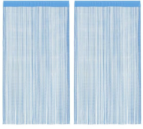 vidaXL Tende a Filo 2 pz Azzurro 100x250 cm, Tenda a Frange, Tenda a Tasca con Asta, divisorio, Tenda a Corda per Porte, Tenda a Filo