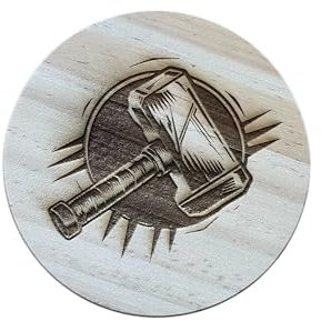 Ashton and Finch Thor with Hammer Coaster – Wooden Thor Gift – Handcrafted Wooden Coaster for Mythology Enthusiasts
