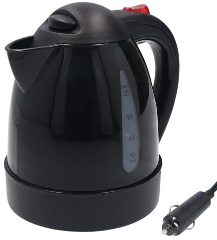 24V Wasserkocher 250W 1 Liter Reisekocher Teekocher Camping Fahrerhaus LKW TRUCK (Schwarz 24V)