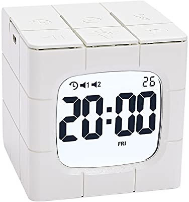 Reloj cúbico con Calendario, 2 alarmas, luz Nocturna, Temporizador de 1 a 60 Minutos. 10 Niveles de Brillo.