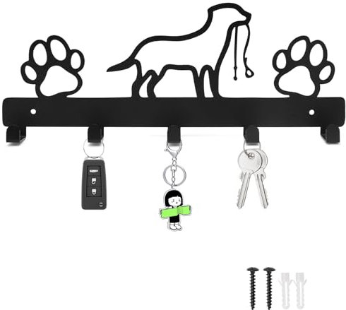 UOCAI appendiabiti per cani con 5 ganci, appendi chiavi a muro, porta guinzaglio da parete, portachiavi da parete, appendiabiti da parete per accessori per cani, borse, chiavi, vestiti (32x15cm)