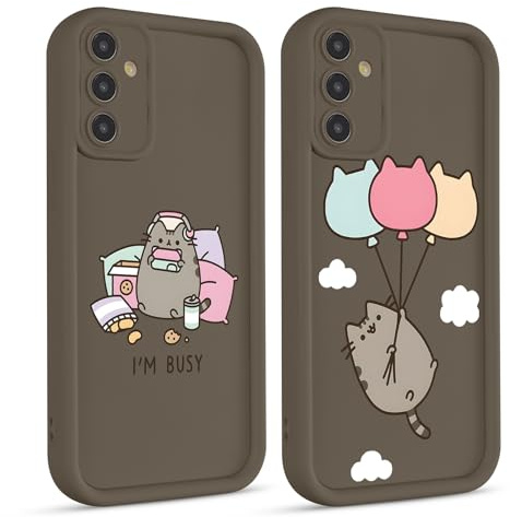 2 Stück Handyhülle für Samsung Galaxy A56 6.7, Anime Cartoon Cute Katze Pusheen Cat Manga Muster mit Weich TPU Silikon Schutzhülle Kawaii Case Stoßfest Kratzfest Bumper Cover, Niedliche
