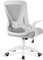 Blisswood Office Desk Chair 90° Flip-up Armrest Swivel Computer Mesh Chair With Lumbar Support, Adjustable Height, Back Support 360° Rotation For Home Office (White & Grey)