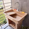 Lavello da Esterno Autoportante,Lavabo da Esterno in Plastica,Mobile Lavandino Lavanderia,Portatile Lavelli di Utilità con Rubinetto e Tubo Flessibile,per Cucina,Campeggio,Giardino(Coffee color,80x58x