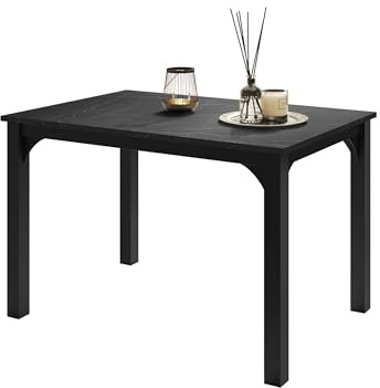 Mirjan24 Tisch für Esszimmer Fagab 120, Rechteckiger Esstisch, Ausziehbarer Tisch für Küche, L:120-158 x H:76 x B:80 cm, Küchentisch, Esszimmertisch (Schwarz/Black Pietra Grigia)