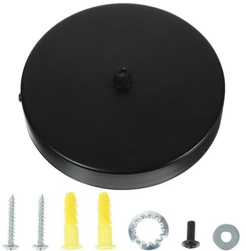 HOMSFOU Plaque De Plafonnier Ronde 15 Cm En Fer Noir, Plaque De Couverture De Lustre Robuste, Compatible Éclairage Intérieur Maison Et Restaurant, Montage Simple, Finition Rétro