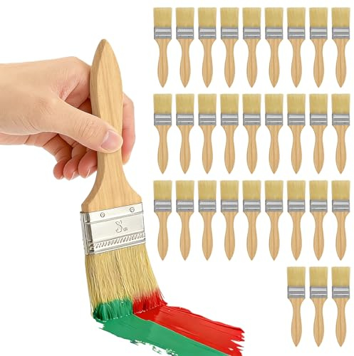 30 Stück 50mm Pinsel Malerpinsel Set Flachpinsel, Lasurpinsel, Lackierpinsel, Lackpinsel, Pinsel Lack, für Fechten, Dekorieren, Malen, Farben, Malerbedarf, Streichen, Beizen, Klebstoffe, Holzöl, DIY