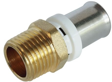 SOMATHERM FOR YOU - Set di 10 Raccordi Diritti a Pressare per Tubo Multistrato Ø16 - Dritto Maschio 12/17 (3/8) - Multiprofilo TH/H/U - Manicotto Inox - Guarnizioni EPDM
