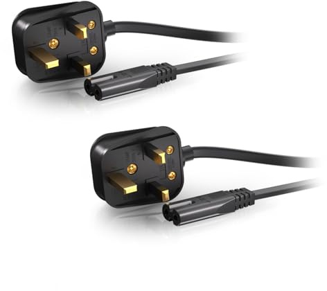 Superer 2 M 2 Pack Power Cable Fit for Sony PS5 PS4 PS3 Slim | Fit for PlayStation 5 4 3, Xbox Series X/S, Xbox One X/S – 2 Pin IEC C7 Figure 8 Replacement Lead