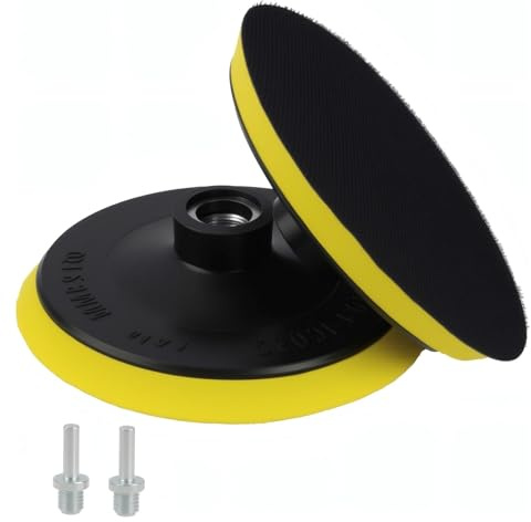 2PCS Platorello Abrasivo Da 125 mm,Platorello per Levigatrice Orbitale E Smerigliatrice Angolare,Con Adattatore Di Foratura M14 Incluso per Lavorazione Del Legno,Auto E Lucidatura Del Marmo