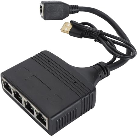 KAKAKE Adattatore LAN di Rete RJ45 Splitter da 1 a 4 Uscite per Adattatori Ethernet Doppi Femmina Cat5 Cat6 Cat7 Cat8 Ampia compatibilità per Modem ADSL, Computer