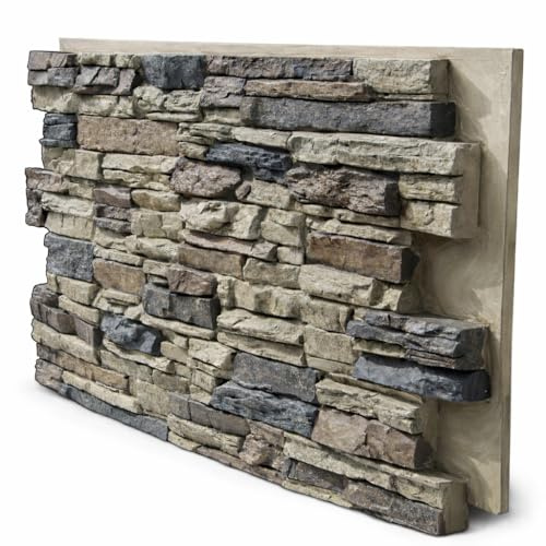 Faux Stone Wall Panels - 3D Stacked Stone Cladding - Interior & Exterior Feature Wall - 123.8 x 62.9 cm - Fire Rated (EN 13501-1) - Lightning Ridge - Nature Spirit