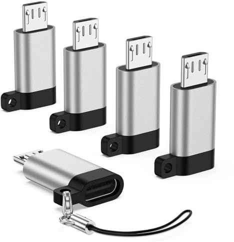 Micro USB to USB C Adapter 5 Pack Type C Female to Micro USB Male Adapter | USB C to Micro USB Adapter Fast Charging & Data Transfer for Samsung Galaxy S7/S7 Edge, Nexus 5/6 and Micro USB Devices