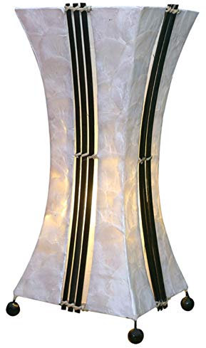 Woru Deko-Leuchte Milla, Tischlampe in 30 cm oder 40 cm aus Metall und Capisscheiben, Stimmungsleuchte, Lampe aus Naturmaterial (40 cm)