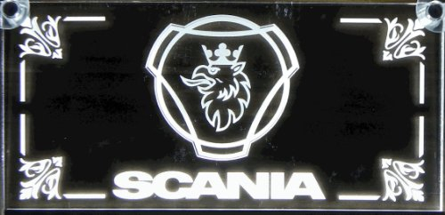 Scania LED-Leuchtschild 30x15cm 12V/24V-Adapter ✓ LED-Beleuchtung ✓ Lasergraviert | Edles LED-Schild als Truck-Accessoire | Beleuchtetes Scania Logo-Schild | Ideales LKW-Zubehör für Trucker in verschiedenen Farben