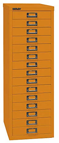 BISLEY MultiDrawer, 39er Serie, DIN A4, 15 Schubladen, Metall, 603 Orange, 38 x 27.9 x 86 cm