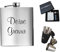 Schmalz Flachmann-Set 7-teilig aus Edelstahl – inklusive Gravur, Geschenkverpackung, Stamperl, Etui, Schnapsbecher, Einfülltrichter, personalisierbar mit Lasergravur