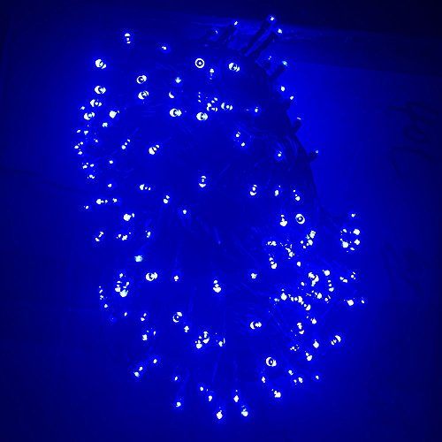 JnDee Safe Voltage 500 Bright LEDs 50 Metres Blue String Fairy Lights for Christmas Tree Party Wedding Events, 8 Modes, Timer, Long Lead