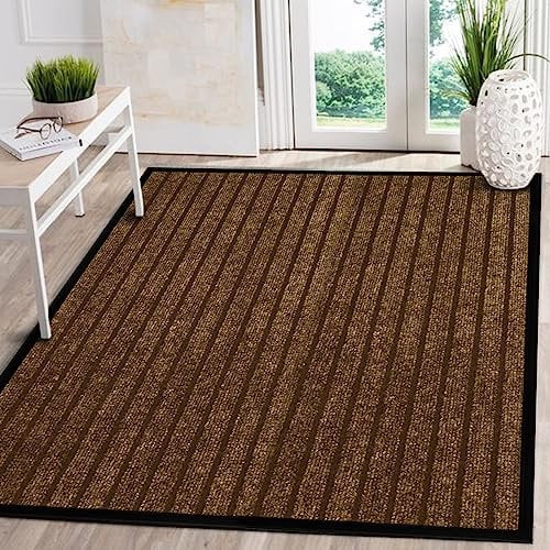 AMEHA Door Mat Indoor & Outdoor Heavy Duty Rubber Door Mats 80 x 150 cm Dirt Trapper Non Slip Washable Barrier Floor Mat Entrance Rug Shoes Scraper Super Absorbent Front Door Mat Carpet, Brown