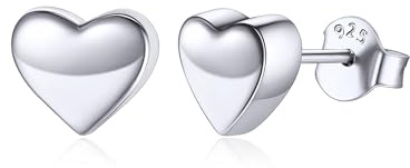 ChicSilver 925 Sterling Silver Heart Stud Earrings for Women, Small Studs