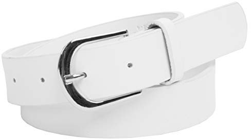 BlackButterfly Femmes Véritable 100% Cuir Ceinture de Jeans (Blanc, M)