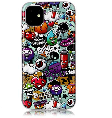 DasKAn Leuchtend Silikon Hülle für iPhone 11 6,1'',Fluoreszierend Licht im Dunkeln Lustiges Graffiti Bunt Muster Ultra Dünn Weich Gummi Rückseite Handy Tasche Stoßfest Gel TPU Schutzhülle,#2