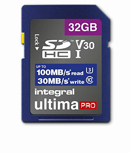 Integral Memory 32GB SDxC Premium Ultra High Speed Up to 100MB/s Reading, 30MB/s Writing, Class 10 V30 UHS-I U3 Memory Card