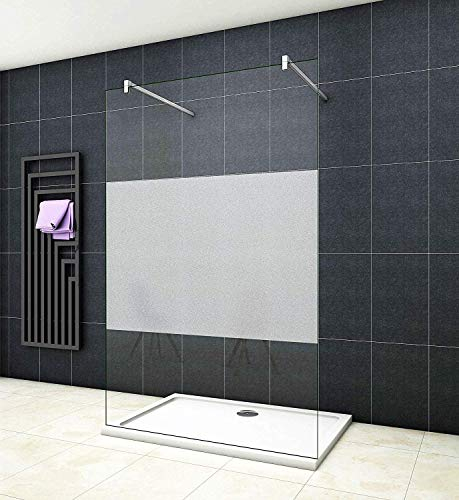 Aica Sanitär 117.7cm Freistehende Duschwand Duschtrennwand 8mm Sicherheitsglas 200cm Höhe Walk in Dusche