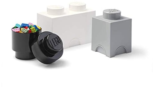 Room Copenhagen LEGO Storage Brick Multipack S, Stackable Storage Boxes, Set of 3 pcs, Desk Storage, LEGO Organizer, Toy Box, Home Decor, White, Grey, Black