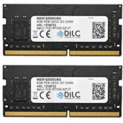 DILC, RAM DDR4 SODIMM 8GB, 2 Memorie RAM per Pc Portatile, 2400Mhz, PC4-19200 (260 Pin), Single Rank, Compatibili con Computer Portatili/Notebook o Mini Pc con Slot SODIMM, Garantite a Vita, 2 Pezzi