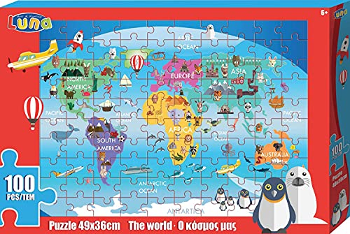 Luna ausmalseite und Puzzle Welt 49 cm Karton 100 Teile