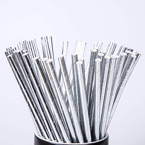 Silver Paper Straw 100pc for Parties,Birthdays,Weddings,Baby Showers and Celebrations