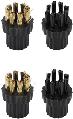 Bürstenaufsätze für Hapyvergo Dampfreiniger, 2 Nylonbürsten und 2 Messingbürsten