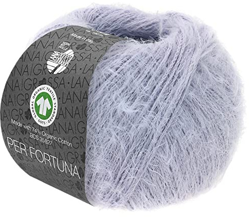 LANA GROSSA Per Fortuna GOTS | Leichtes Sommerflauschgarn mit Baumwolle | Handstrickgarn aus 74% Baumwolle (Bio) & 26% Polyamid | 50g Wolle zum Stricken & Häkeln | 190m Garn FB 35