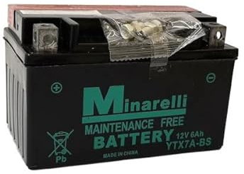 Batterie Motor Parts Minarelli Batterie YTX7A-BS 12 V 6 Ah kompatibel mit Kymco Agility 125 4T 06 > 06 wartungsfrei komplett spezifisch Motorrad Roller