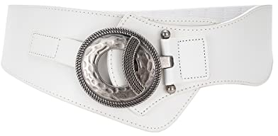 SYMOL Stretchgürtel Elastischer Gürtel Damen Taillengürtel Breit 7.5CM Ledergürtel Große Taille 70CM-160CM Frau Kleidgürtel Dehnbarergürtel.(Taille:90CM-105CM,Weiß)