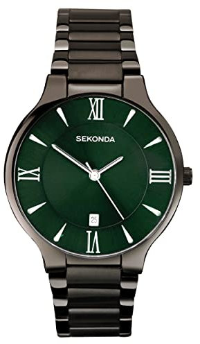 Sekonda Wilson Men’s 39mm Quartz Watch in Green with Analogue Display, and Gunmetal Stainless Steel Bracelet 30045