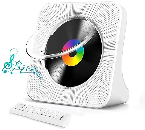 Tragbarer CD Player mit Bluetooth Transmitter, Kinder CD Player Radio mit Zwei Lautsprechern, USB-Kartenleser, FM-Radio, Timer, MP3-Musikspieler unterstützt Anschluss an Bluetooth-Kopfhörer