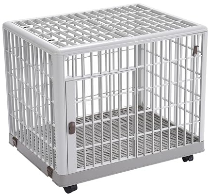 Lanco - Premium Dog and Cat Pet Cage. Plastic: resistant and washable without corrosion. With Door, Top Cover and Wheels for easy movement. Measurements:32x22x25 inches (L*W*H). White color