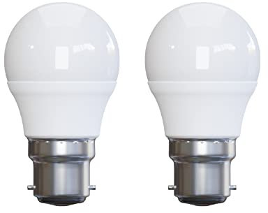 B22 Bayonet Cap Fitting LED Light Bulb 7W 60 Watt Equivalent, Energy Saving, Golf G45 Light Bulbs, Warm White 3000K, Long-Lasting, Bright Led Bulbs, 600 Lumen, Non-Dimmable, Pack of 2