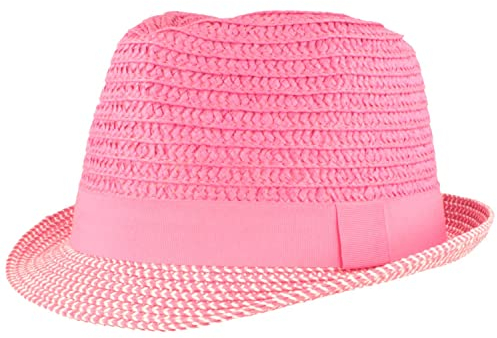 Breiter Sombrero de Paja Infantil Sombrero de Verano Sombrero de Sol –100% Paja de Papel – para Niños y Niñas – Muy Ligero y Plegable Rosa Pink 52