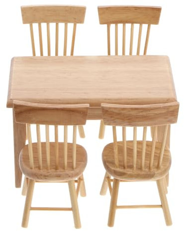 FOMIYES 5st Tisch Puppenhaus Möbel Für Schwarze Fünf Fenster 1/12 Fenster 1/12 Zubehör Für Puppenhäuser Puppenhaus Möbel Spielzeug Möbelmodell Aus Holz Bankstuhl Mini Sperre Hölzern Kind