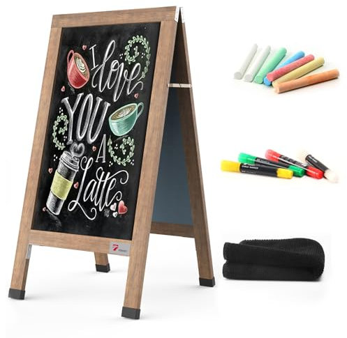 A-Board Kreidetafel Pflasterschild, TOWON groß, 100 x 50 cm, A-Rahmen, Display, Kreidetafel, Staffelei, doppelseitig, magnetisch, für den Außenbereich, Bürgersteig, Werbetafel, Bar, Einzelhandel,