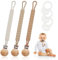 Silicone Dummy Clips Set, 3pcs Soother Clips Chains with Adapter Ring for Baby, One-Piece Design Pacifier Soother Chain Fits Most Pacifiers for Boys and Girls (Brown)