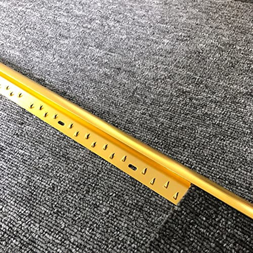 Metal Edge Protector,Carpet Edge / 1m Long Strips with Nail,C Molding Floor Transition Bars for Interior and Exterior Door Threshold(Color:Gold,Size:100cm(3.3ft))